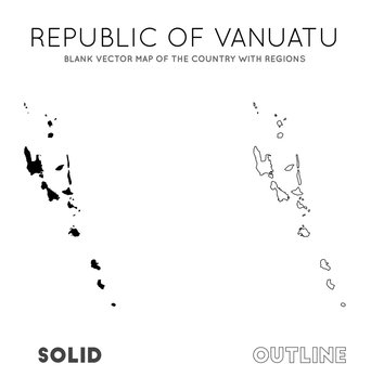 Vanuatu map. Blank vector map of the Country with regions. Borders of Vanuatu for your infographic. Vector illustration.