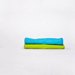 Blue and green Microfiber Cloth on White Background