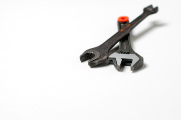 A wrench or spanner on white background