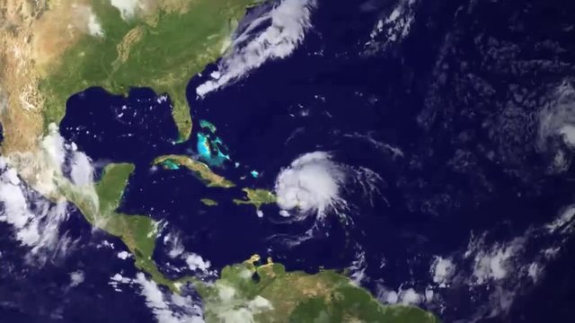 A weather map tracks Hurricane Irene as it crosses the Caribbean in 2014.