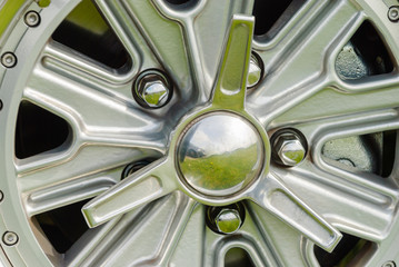 Wheel on an old fashioned classic sports car