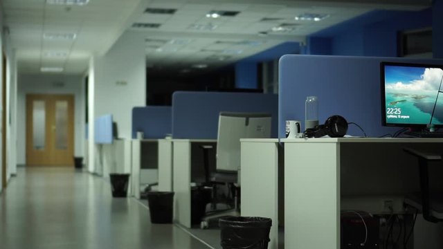 Empty Office at The Night. High Tech Office, Working At The Night, Business