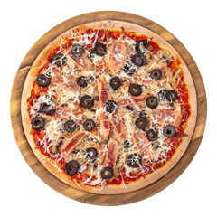 Set of pizzas top view  isolated on white background. 