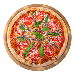 Set of pizzas top view  isolated on white background. 