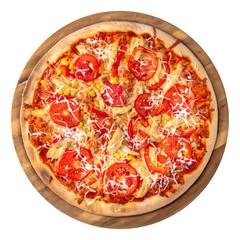 Set of pizzas top view  isolated on white background. 
