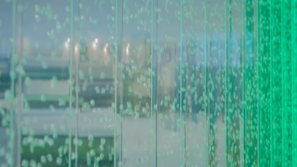 Indoor interior decoration - bubble water glass green wall at modern exhibition, conference, trade show