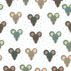 2020 Mouse Happy New Year template badge, insignia. Mouse, Rat horoscope sign. Chinese year of Rat 2020. Hand drawn vector illustration. 