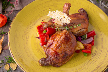 Roast Duck. Crispy whole roast duck. Thanksgiving or Christmas Dinner. Beautiful stylish menu. 