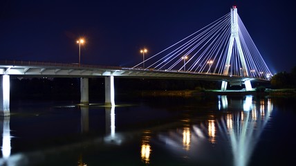 Fototapeta na wymiar The promenade at the bank of river in night