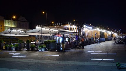 Fototapeta premium The promenade at the bank of river in night