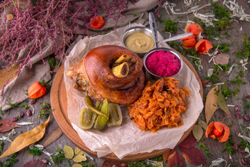 Grilled pork ham. Delicious juicy steak beef or pork. A big piece of grilled meat