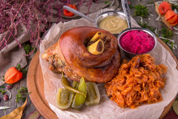 Grilled pork ham. Delicious juicy steak beef or pork. A big piece of grilled meat