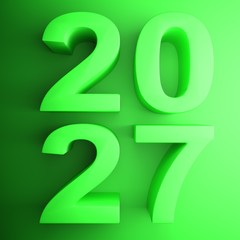 2027 green square icon - 3D rendering illustration