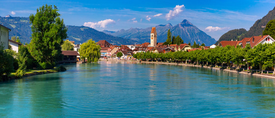 Old City of Unterseen, Interlaken, Switzerland - obrazy, fototapety, plakaty