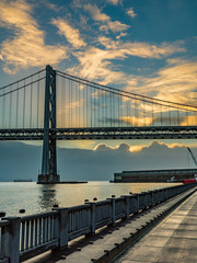 Fototapeta na wymiar Sunset looking at the bay bridge in San Francisco
