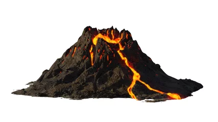 Foto op Canvas volcano eruption, lava coming down a mountain, isolated on white background © dottedyeti