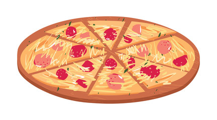 Pizza slices on a wooden board