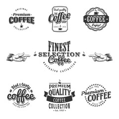 Set of vintage retro coffee logos for badges and labels of cafe and coffee shop