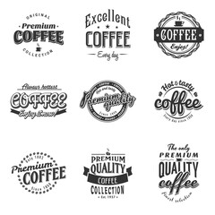 Set of vintage retro coffee logos for badges and labels of cafe and coffee shop - obrazy, fototapety, plakaty