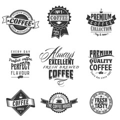 Set of vintage retro coffee logos for badges and labels of cafe and coffee shop