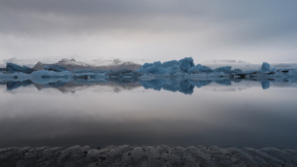 Glacier landscape at sunset in iceland