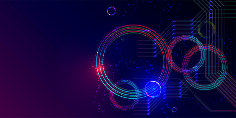 Obraz premium Vector Blue dark futuristic neon abstraction background cosmos new art 3d starry sky glowing galaxy