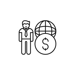 Business, global, man, money icon. Element of business company icon