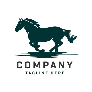 running horse logo design template
