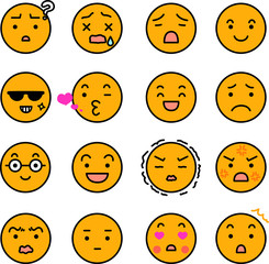 Orange Round emoticon icon set