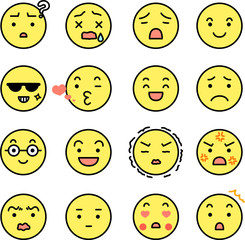 Round emoticon icon set