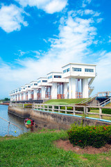 Floodgate with a beautiful sky background