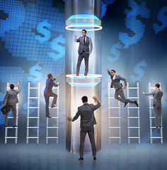 Businessman getting promotion in financial concept