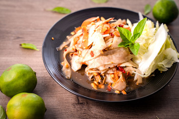 SOM-TAM, Laos (Luang Prabang Papaya Salad) delicious raw papaya salad with unique taste hot and...