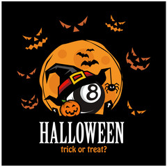Billiard Halloween Moon Theme Logo