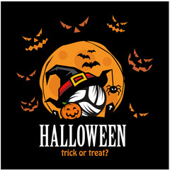 Volleyball Halloween Moon Theme Logo
