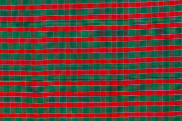 Green and red strip cotton Gamcha(Bath towel) Fabrics Close-up.