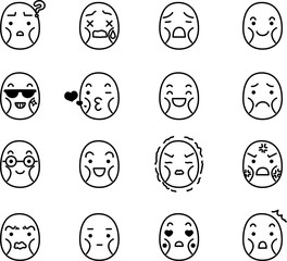 Line drawing of Thin man emoticon icon set
