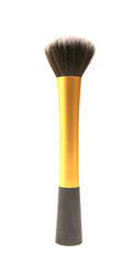 beautiful black and gold makeup brush on a white background