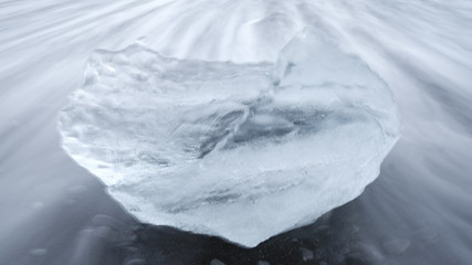 Piece of ice in a glacier long exposition