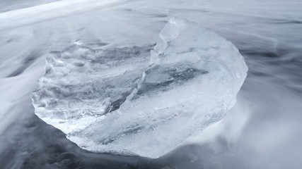 Piece of ice in a glacier long exposition
