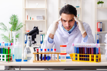 Young male chemist working in the lab