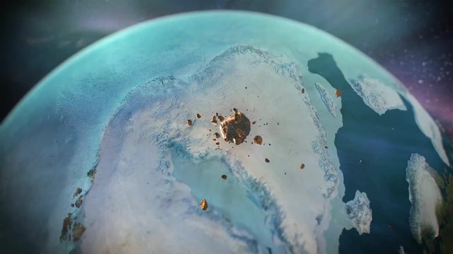 Simulation of a massive meteor striking the Jakobshavn glacier in Greenland, 2019