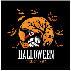 Volleyball Halloween Tree Moon Logo