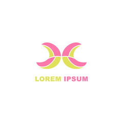 abstract logo. two half moon logo. pink and yellow cookies logo