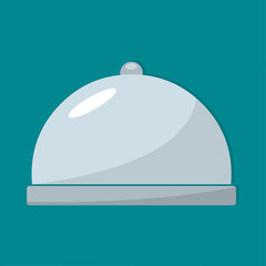 Obraz premium serving platter with dome isolated icon vector illustration