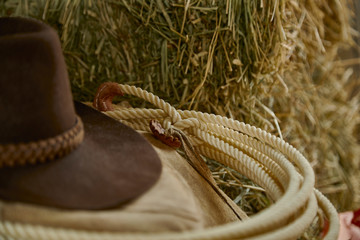 Western Lasso Rope with Cowboy Hat