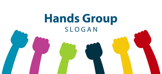 Hands Connecting Concept,Group of Holding handle in a circle the summit workers are meeting in the same power room.