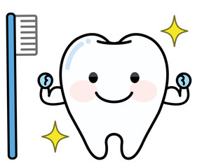 健康な歯　キャラクター　ガッツポーズ　イラスト