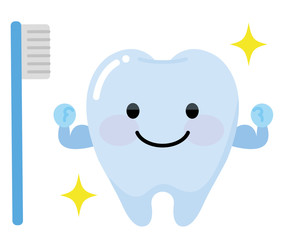 健康な歯　キャラクター　ガッツポーズ　イラスト