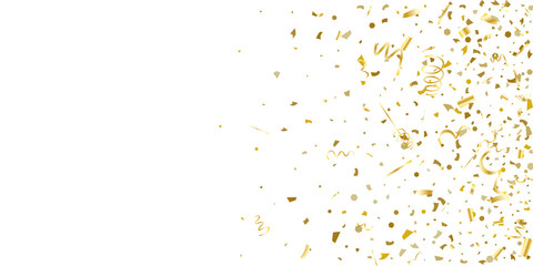 Fototapeta na wymiar Golden glitter confetti on a white background.